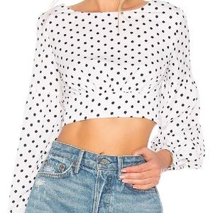 Superdown white polka dot shirt!